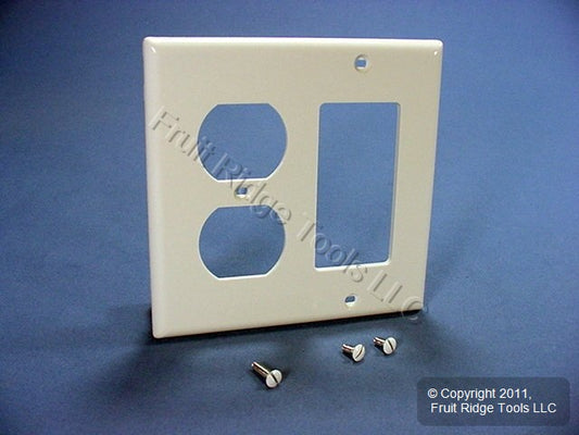 Leviton 80746-W White 2-Gang Duplex Outlet Decora Unbreakable Nylon Wallplate