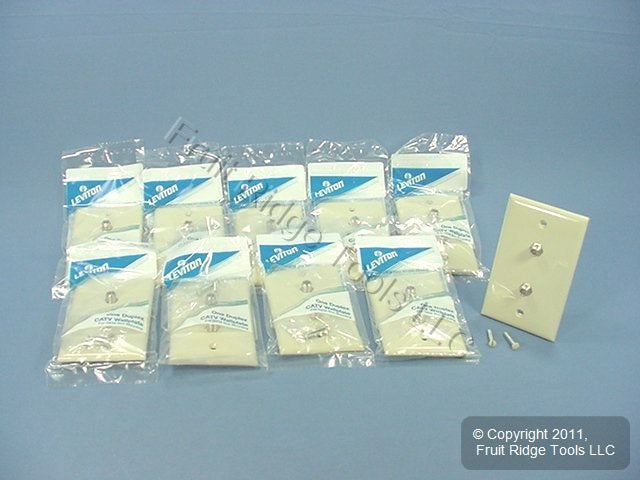 10 Leviton Ivory Dual Coaxial Cable CATV Wallplate Duplex Video Jack 80782-I