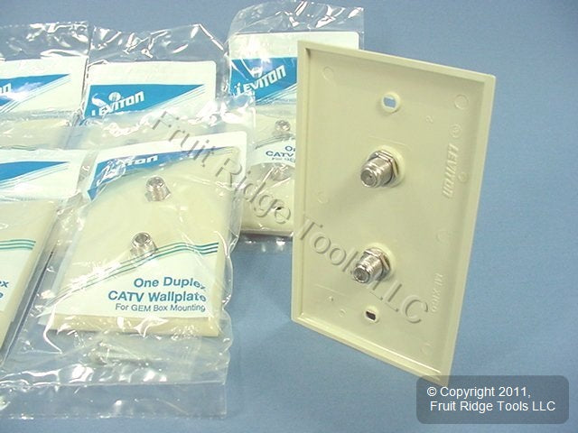 10 Leviton Ivory Dual Coaxial Cable CATV Wallplate Duplex Video Jack 80782-I