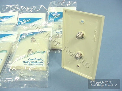 10 Leviton Ivory Dual Coaxial Cable CATV Wallplate Duplex Video Jack 80782-I