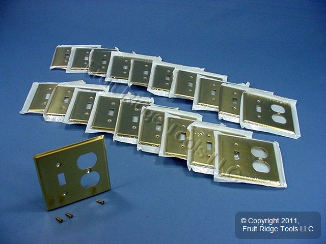 Leviton 81005 Brass 2-Gang Toggle Switch Duplex Standard Wallplate Covers 20pcs
