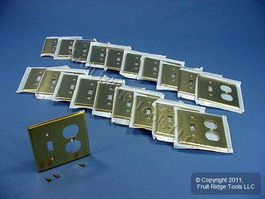 Leviton 81005 Brass 2-Gang Toggle Switch Duplex Standard Wallplate Covers 20pcs