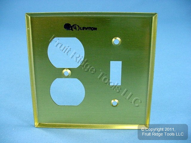 Leviton Satin Solid Brass Receptacle Outlet Cover Wallplate Switchplate 81005