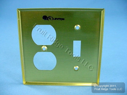 Leviton Satin Solid Brass Receptacle Outlet Cover Wallplate Switchplate 81005