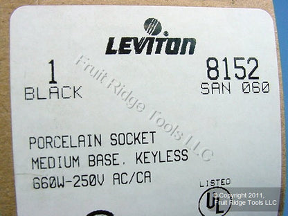 Leviton Porcelain Black Flange Keyless Medium Base Lampholder Socket 8152-060