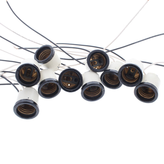 Leviton 8152-8 Porcelain Light Sockets Black Flange Lampholder Medium Base 10pcs