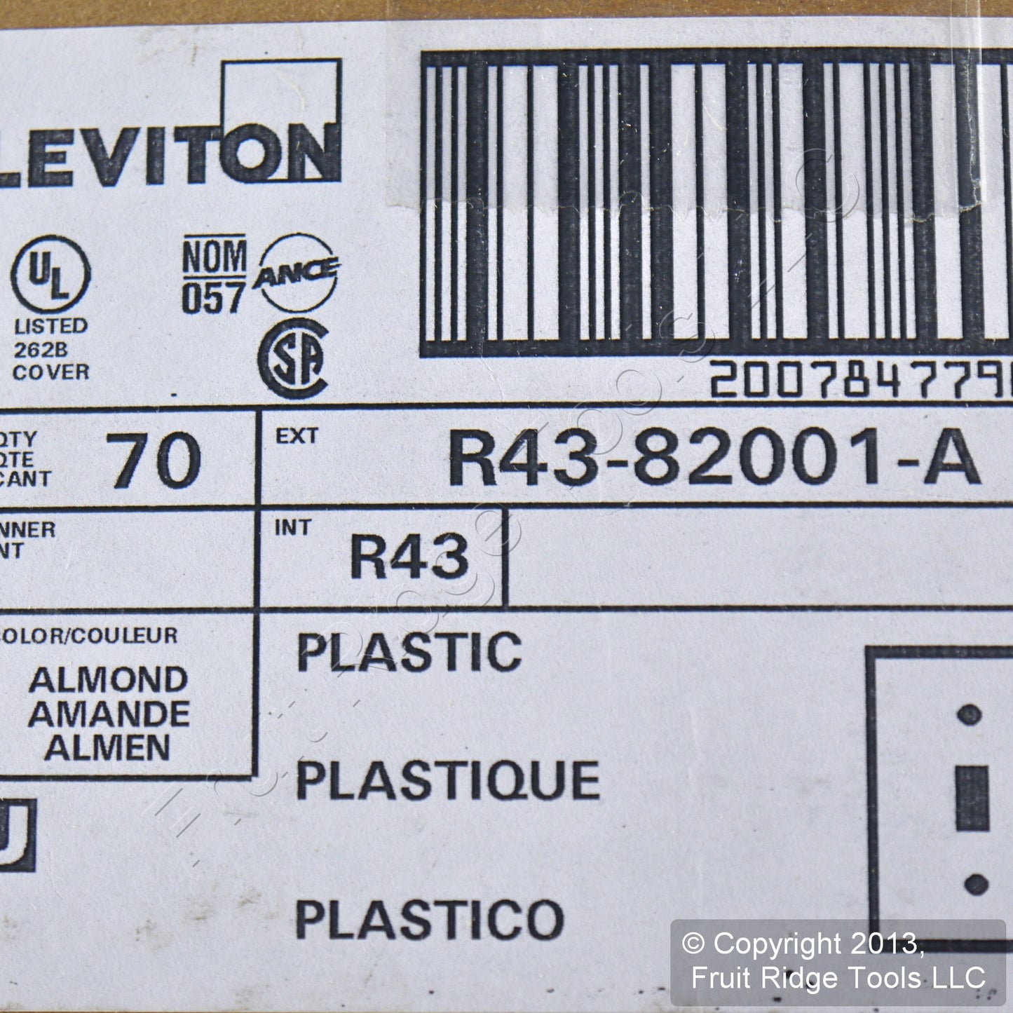 Leviton 82001-A Almond 1-Gang Toggle Plastic Standard Wallplate Cover 70-pack