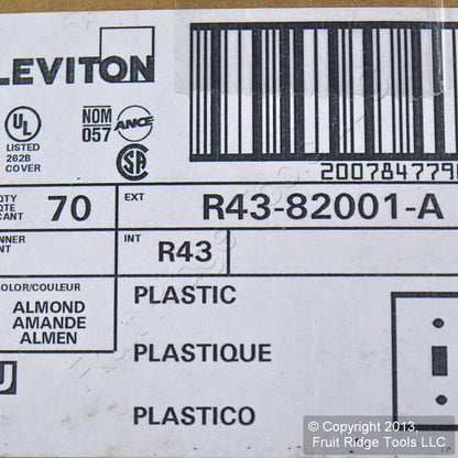 Leviton 82001-A Almond 1-Gang Toggle Plastic Standard Wallplate Cover 70-pack