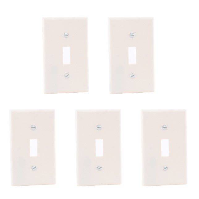Leviton 82001 Almond 1-Gang Toggle Switch Plastic Standard Wallplate Covers 5pcs