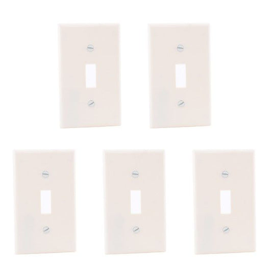 Leviton 82001 Almond 1-Gang Toggle Switch Plastic Standard Wallplate Covers 5pcs