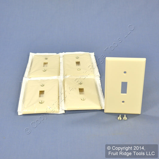Leviton 82001 Almond 1-Gang Toggle Switch Plastic Standard Wallplate Covers 5pcs
