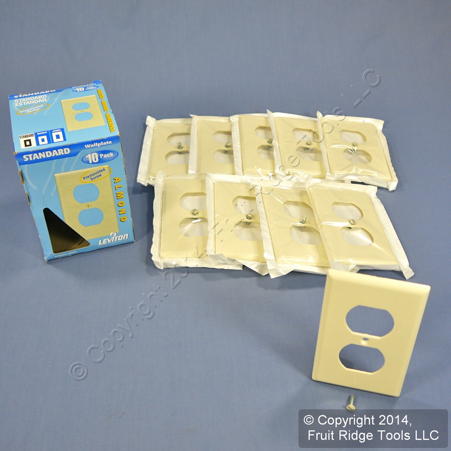 Leviton 82003 Almond 1-Gang Plastic Standard Duplex Outlet Wallplate Cover 10pcs