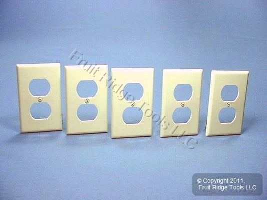 Leviton 82003 Almond 1-Gang Duplex Outlet Plastic Standard Wallplate Covers 5pcs