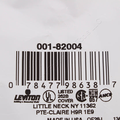 Leviton 82004 Almond 1-Gang 1.406in. Outlet Plastic Standard Wallplate Cover