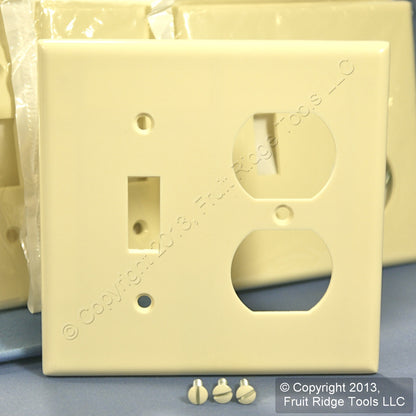 Leviton 82005 Almond 2-Gang Toggle Duplex Outlet Standard Wallplate Cover 100pcs