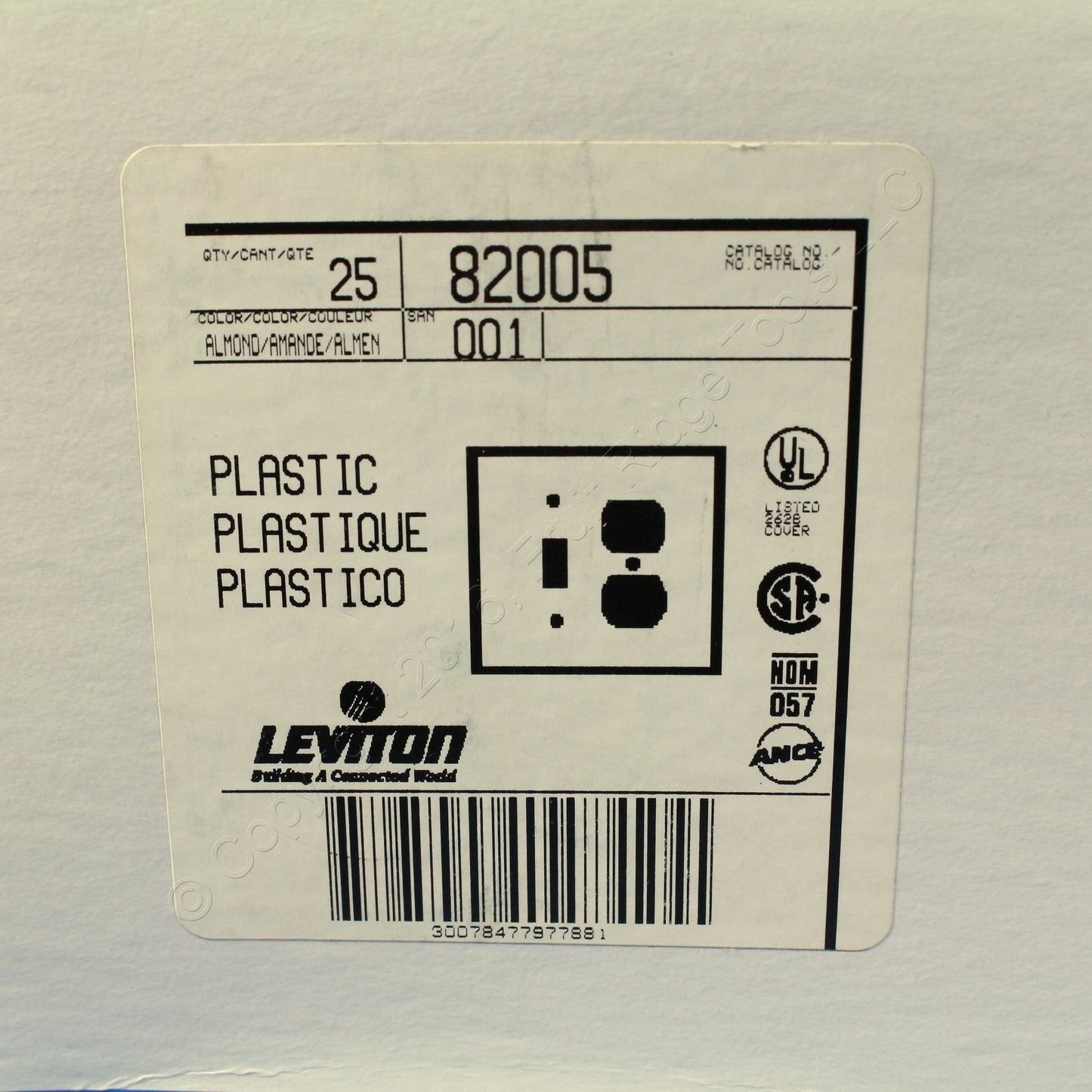 Leviton 82005 Almond 2-Gang Toggle Duplex Plastic Standard Wallplate Cover 25pcs