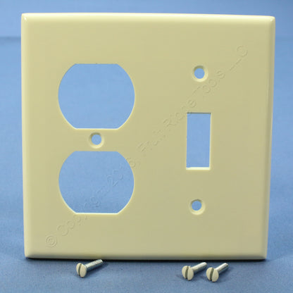 Leviton 82005 Almond 2-Gang Toggle Duplex Plastic Standard Wallplate Cover 25pcs