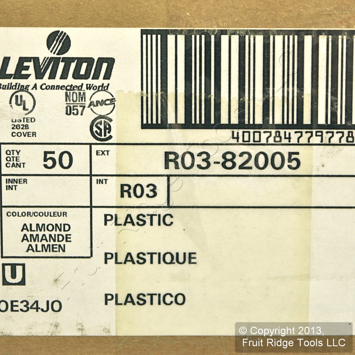 Leviton 82005 Almond 2-Gang Toggle Duplex Plastic Standard Wallplate Cover 50pcs