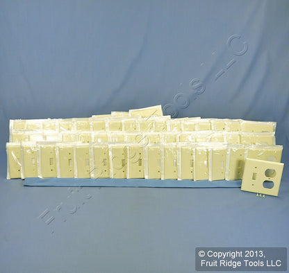 Leviton 82005 Almond 2-Gang Toggle Duplex Plastic Standard Wallplate Cover 50pcs
