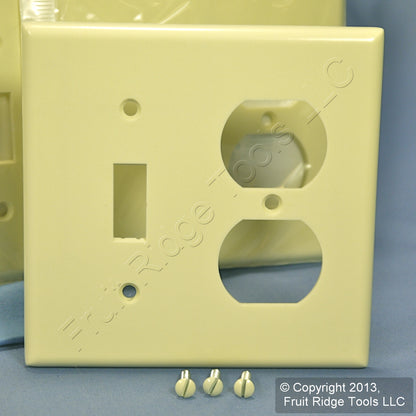 Leviton 82005 Almond 2-Gang Toggle Duplex Plastic Standard Wallplate Cover 50pcs