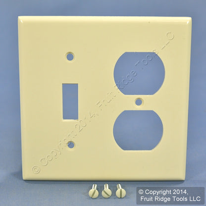 Leviton 82005 Almond 2-Gang Toggle Duplex Outlet Plastic Standard Size Wallplate