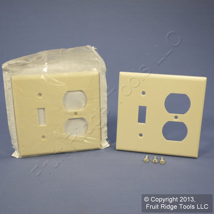 Leviton 82005 Almond 2-Gang Plastic Toggle Duplex Standard Wallplate Cover 2pcs