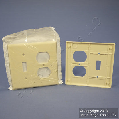 Leviton 82005 Almond 2-Gang Plastic Toggle Duplex Standard Wallplate Cover 2pcs