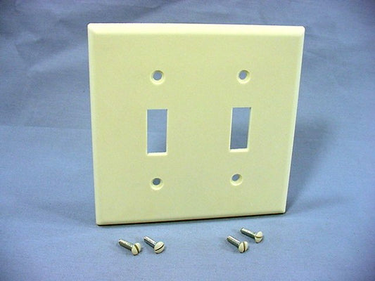 Leviton L82009 Almond 2-Gang Toggle Switch Plastic Standard Size Wallplate Cover