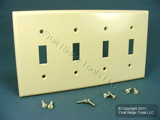 Leviton 82012 Almond 4-Gang Toggle Switch Plastic Standard Wallplate Cover Plate