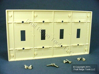 Leviton 82012 Almond 4-Gang Toggle Switch Plastic Standard Wallplate Cover Plate