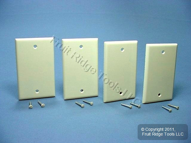 Leviton 82014 Almond 1-Gang Blank Plastic Standard Wallplate Cover Box Mount 4pc