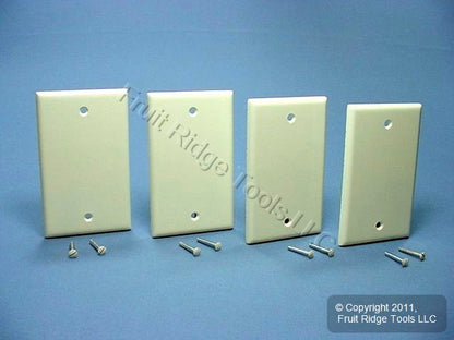 Leviton 82014 Almond 1-Gang Blank Plastic Standard Wallplate Cover Box Mount 4pc
