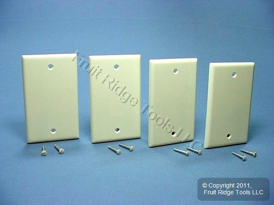 Leviton 82014 Almond 1-Gang Blank Plastic Standard Wallplate Cover Box Mount 4pc