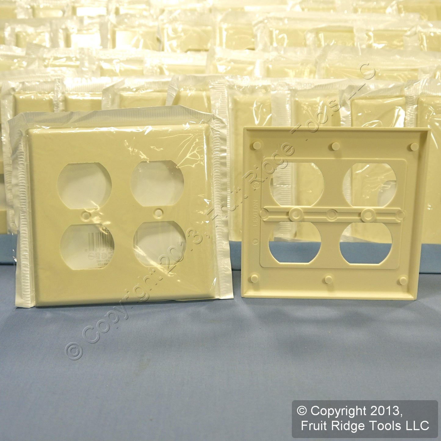 Leviton 82016 Almond 2-Gang Duplex Outlet Plastic Standard Wallplate Cover 50pcs