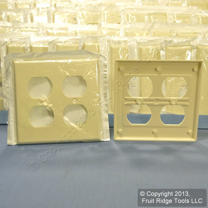 Leviton 82016 Almond 2-Gang Duplex Outlet Plastic Standard Wallplate Cover 50pcs