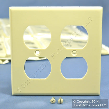 Leviton 82016 Almond 2-Gang Outlet Duplex Receptacle Thermoset Wallplates 25pcs