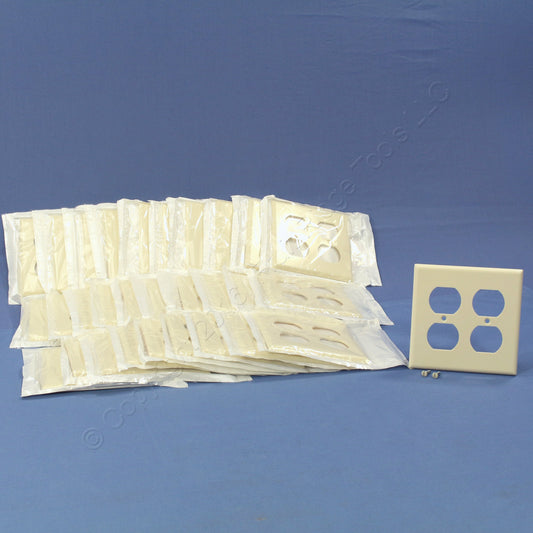 Leviton 82016 Almond 2-Gang Duplex Outlet Plastic Standard Wallplate Cover 30pcs