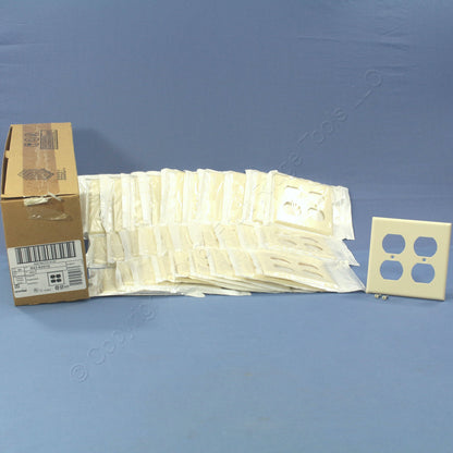 Leviton 82016 Almond 2-Gang Duplex Outlet Plastic Standard Wallplate Cover 30pcs