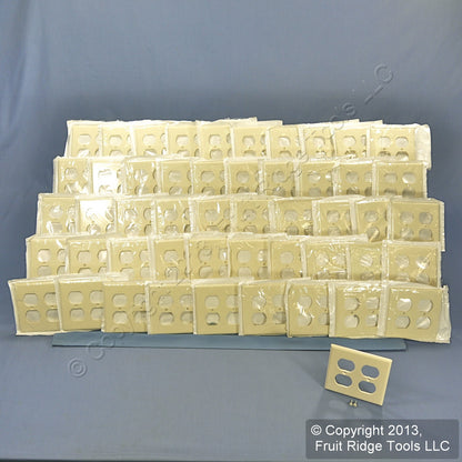 Leviton 82016 Almond 2-Gang Duplex Outlet Plastic Standard Wallplate Cover 50pcs