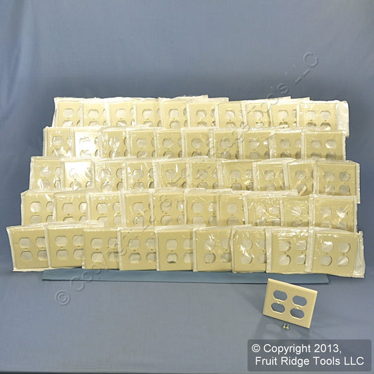 Leviton 82016 Almond 2-Gang Duplex Outlet Plastic Standard Wallplate Cover 50pcs