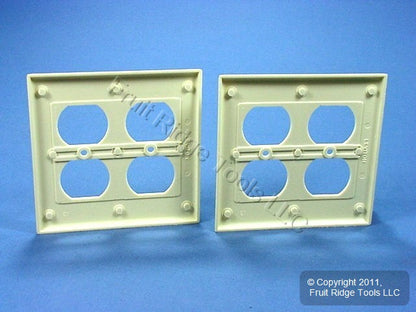 2 Leviton Almond 2-Gang Outlet Covers Duplex Receptacle Plastic Wallplates 82016