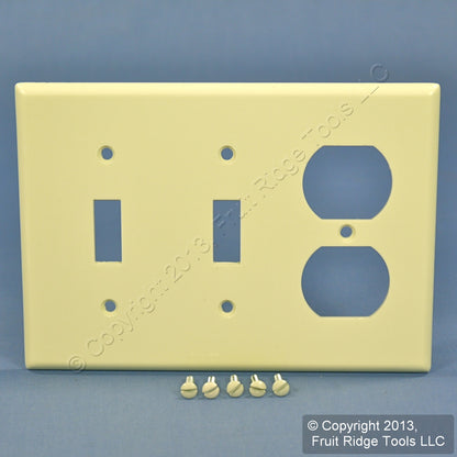 Leviton 82021 Almond 3-Gang Toggle Duplex Outlet Plastic Standard Size Wallplate