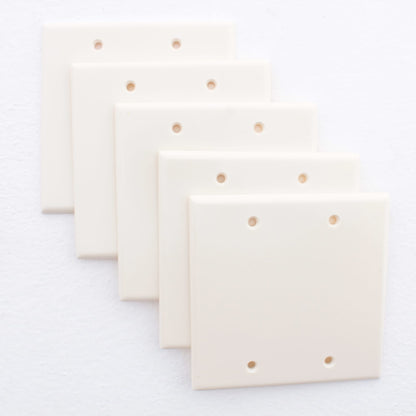 Leviton 82025 Almond 2-Gang Blank Cover Thermoset Wallplates Box Mount 5-Pack