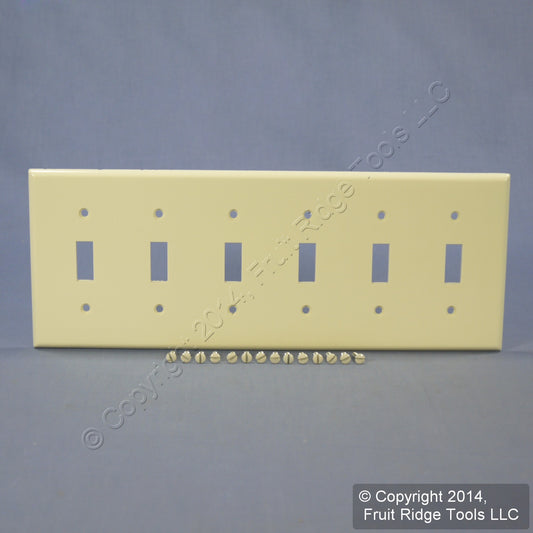 Leviton Almond 6-Gang Toggle Light Switch Cover Wall Plate Switchplate 82036