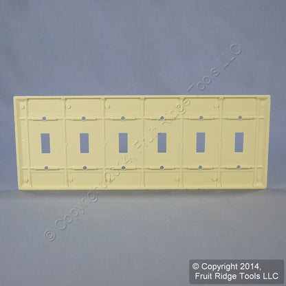 Leviton Almond 6-Gang Toggle Light Switch Cover Wall Plate Switchplate 82036