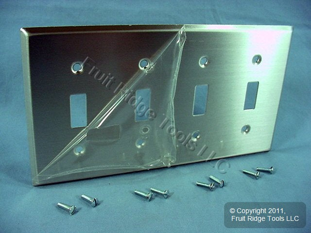 Leviton 83012 Aluminum 4-Gang Toggle Aluminum 3004 Alloy .040" Thick Wallplate