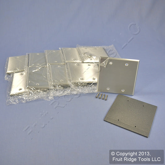 Leviton 83025-EXT Aluminum 2-Gang Satin Blank Wallplate Covers Box Mount 10pcs