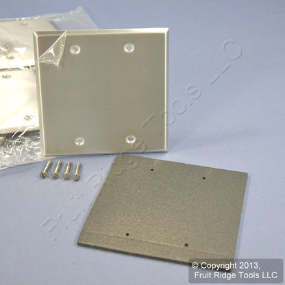Leviton 83025-EXT Aluminum 2-Gang Satin Blank Wallplate Covers Box Mount 10pcs