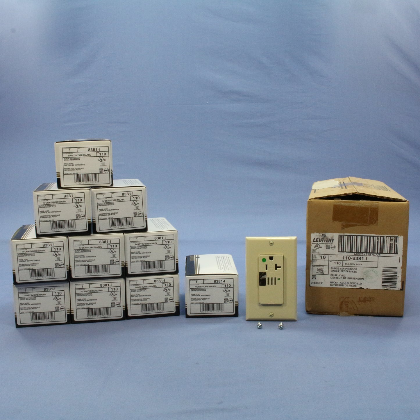 Leviton 8381-I Ivory Hospital LED Surge Receptacle Outlets w/ Alarm 20A 10-Pack