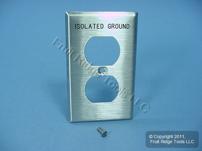 Leviton Stainless Steel Iso Ground Receptacle Wallplate Outlet Cover 84003-IG